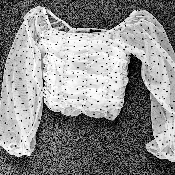 Polka Dot Mesh Top - Picture 1 of 4